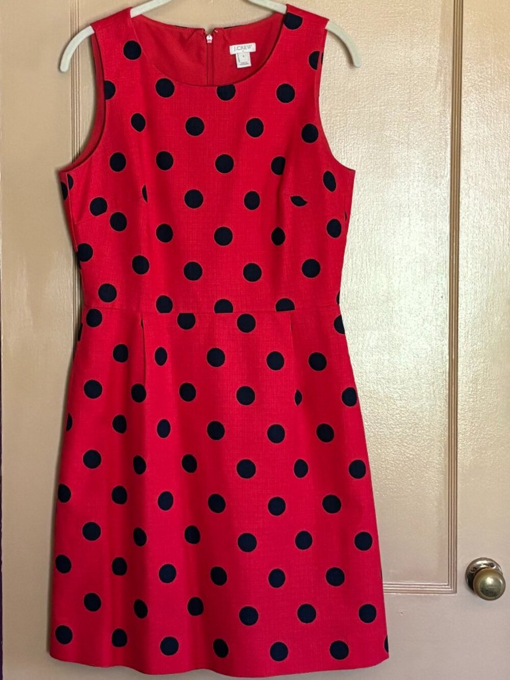 J. Crew Sleeveless Red Polka Dot Dress Size